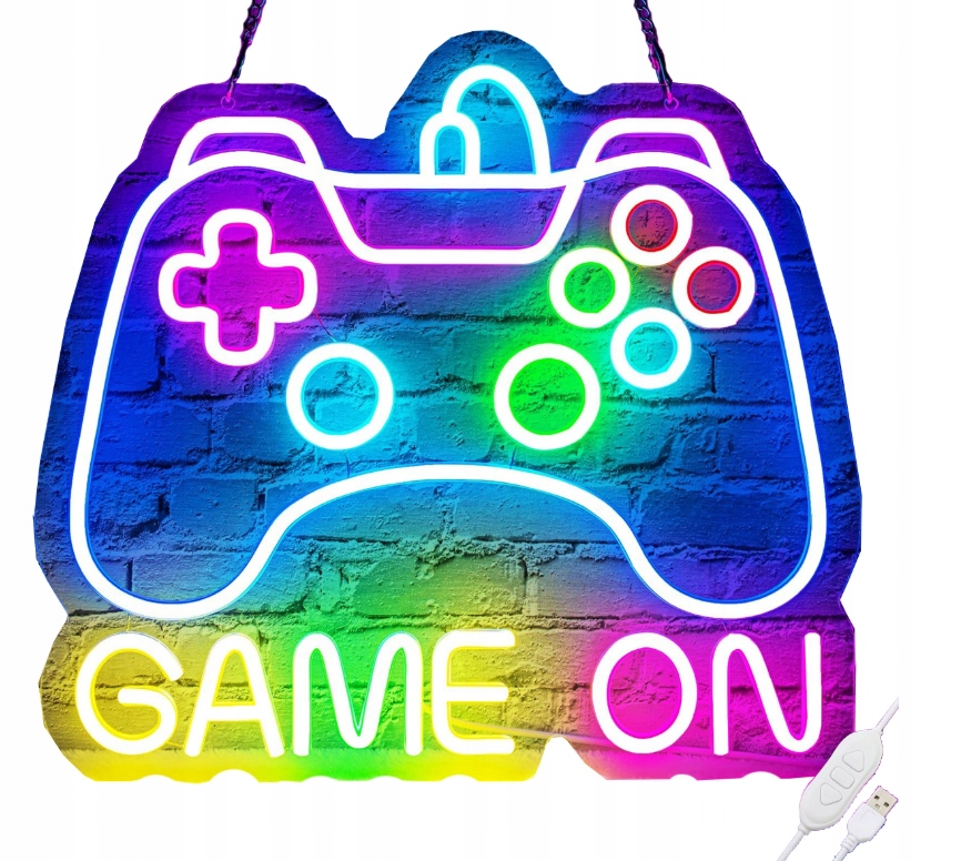Neon Na Ścianę Led Lampa Usb Nocna Pad Gamepad Dekoracja Gamera