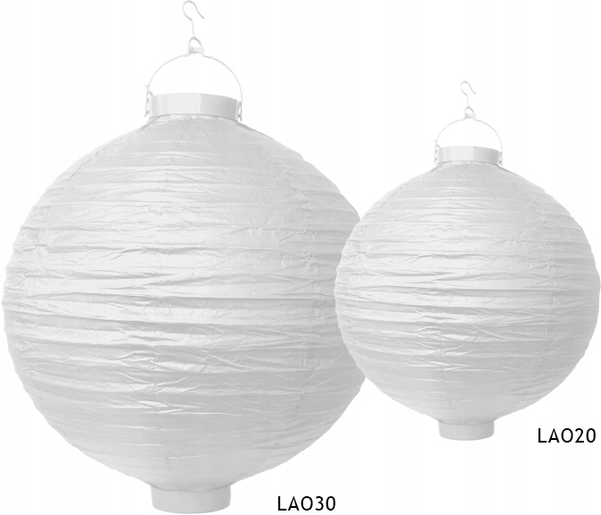 LAMPION PAPIEROWY OGRODOWY Z ŻARÓWKĄ LED NA BATERIE WESELE KOMUNIA 30 CM Kolor dominujący biały