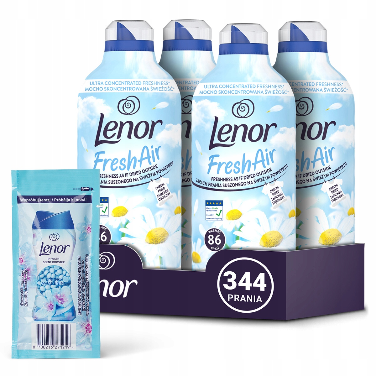 Lenor Fresh Air Płyn do płukania tkanin Sensitive, 1,2L 344 prania