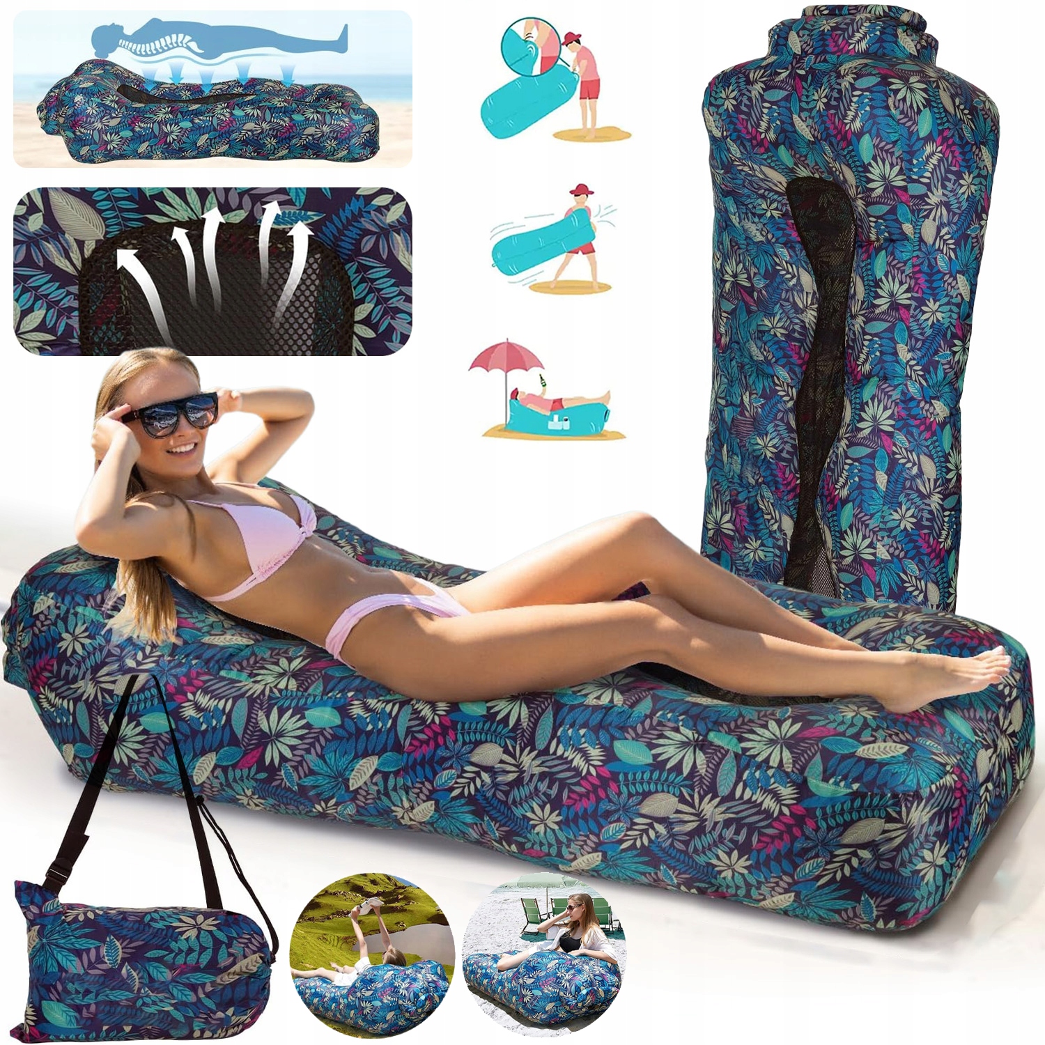 Nafukovací Rozkládací Pohovka Lazy Bag Air Na Pláže Křeslo Matrace Lehátko