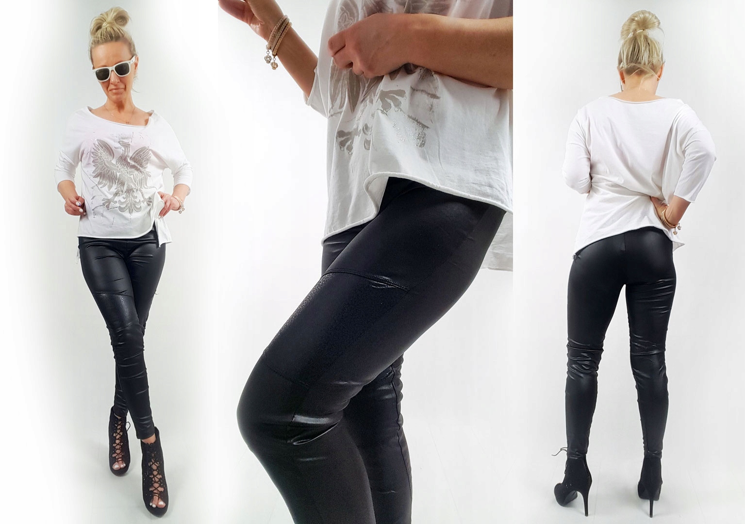 SKÓRZANE GETRY LATEX LEGINSY SPODNIE RURKI LATEKS Płeć kobieta