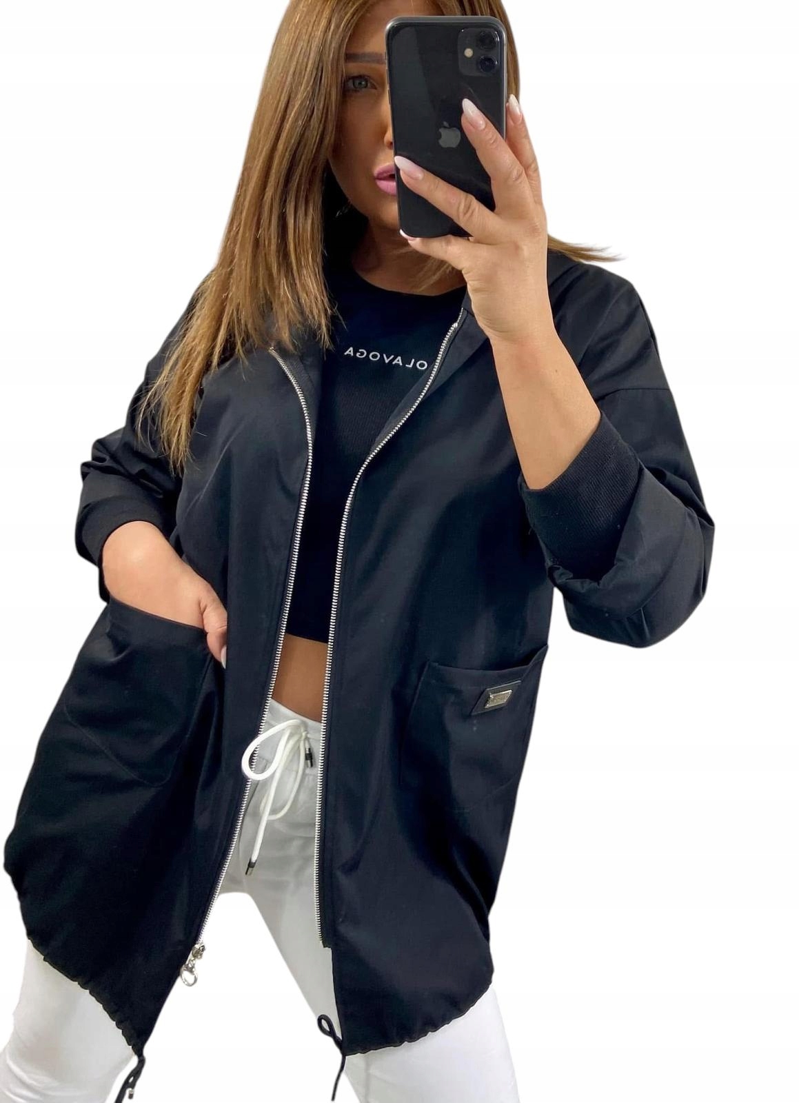 K310 Bunda Větrovka S Kapucí Na Zip Černá vel. 42 (XL)