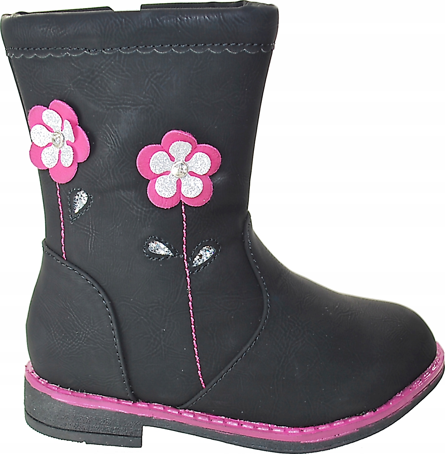 CZARNE DELIKATNIE OCIEPLANE BOTKI KOZAKI zamek r24