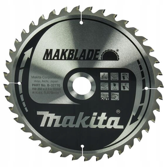 Makita B-32770 pilový kotouč 260mm*30mm 40Z (old=B-08981)