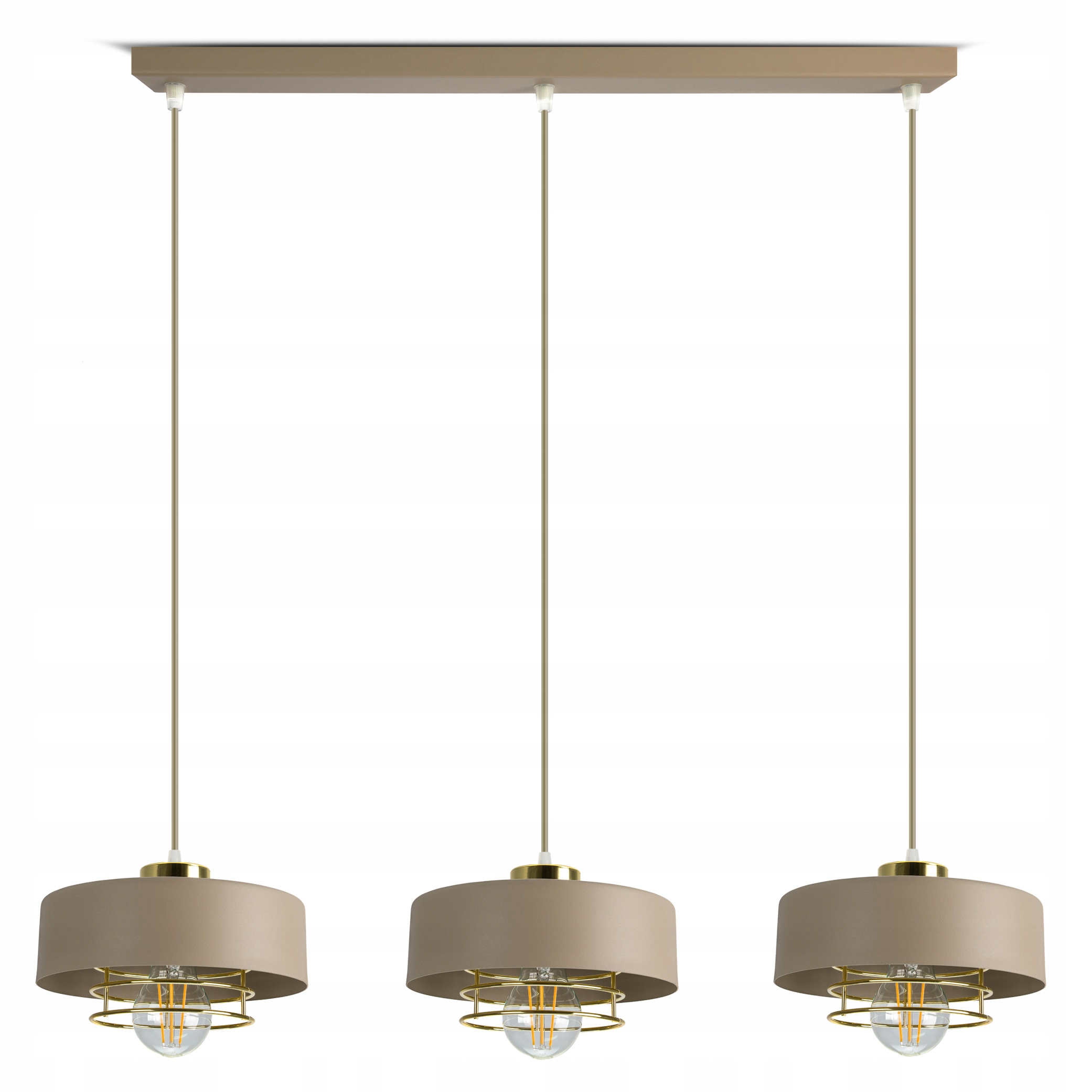 Veľká stropná závesná lampa Luster Béžová Ecru Zlato 3xE27 Led 760-BZ3