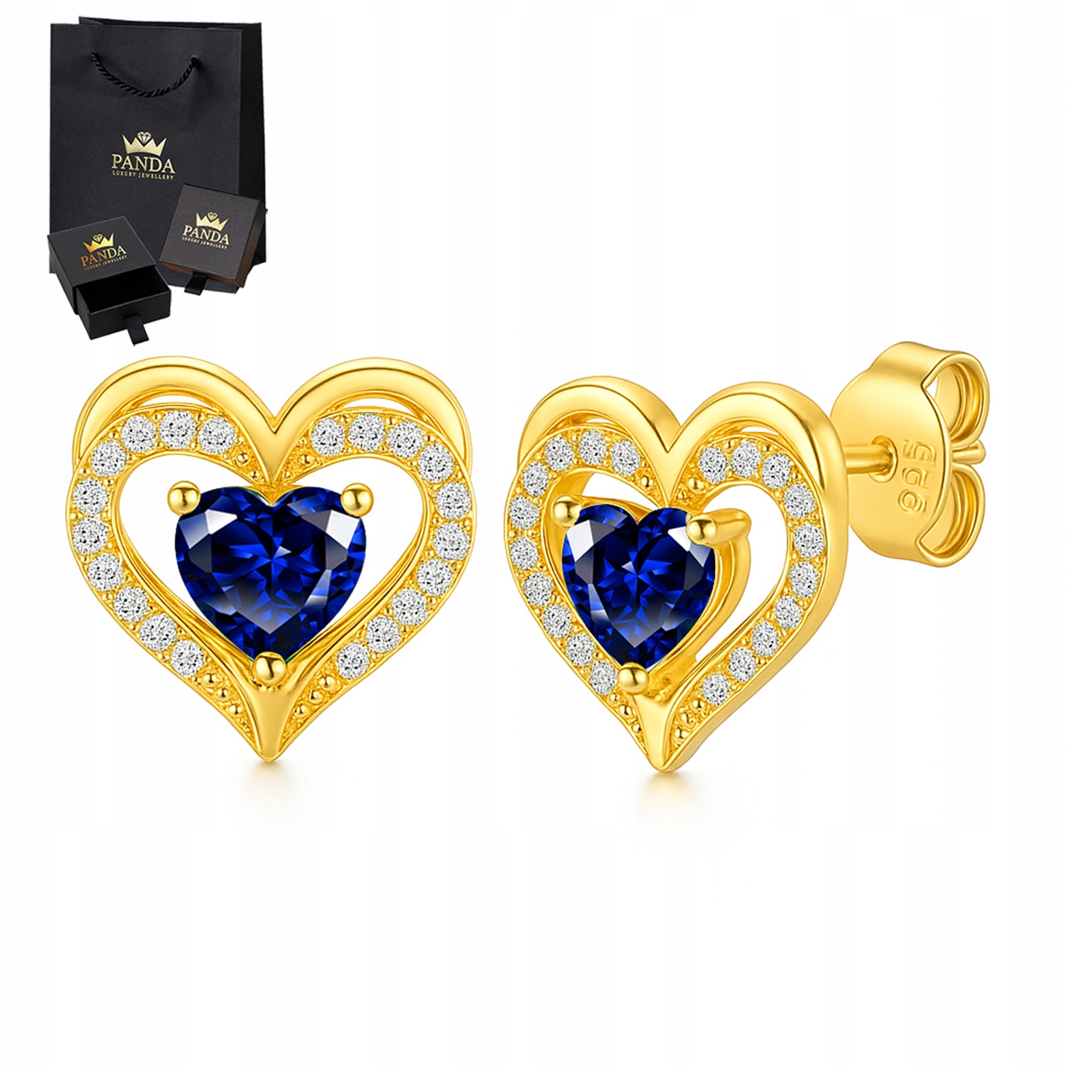 Pozlacené Náušnice ve tvaru srdce s křišťálem valentýnský Dárek