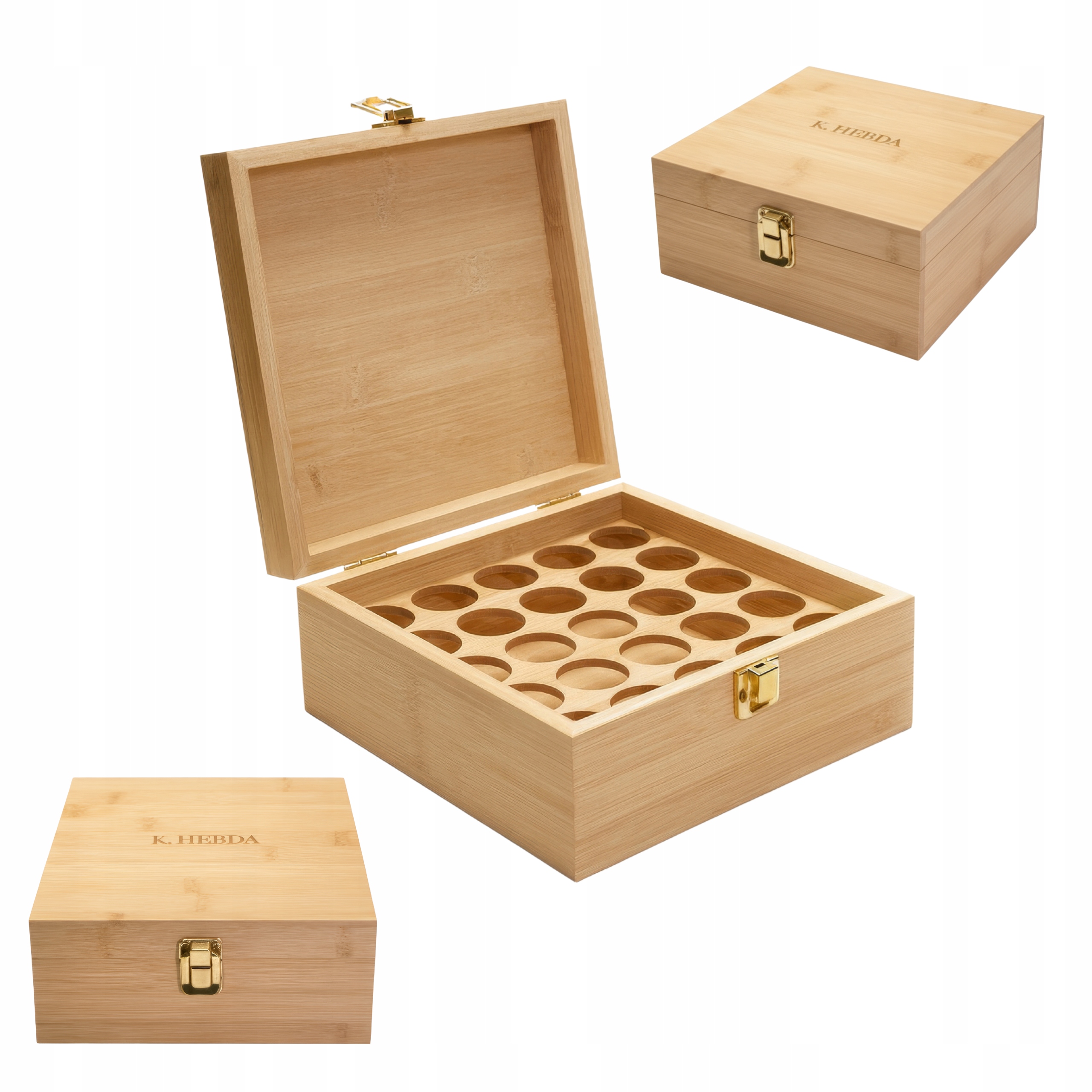 Pudełko Na Olejki Eteryczne Organizer Pojemnik 25 Miejs Bambusowe Hebda