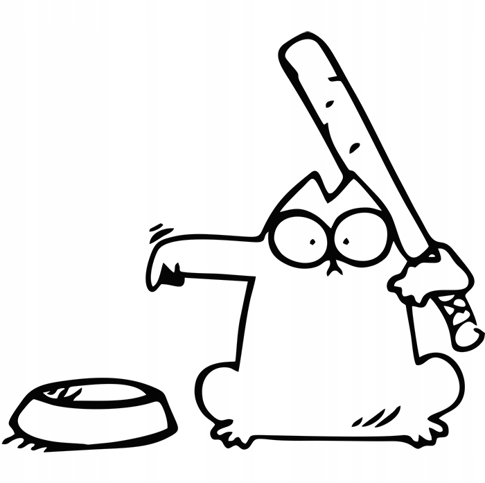 

Naklejka na samochód Kot Simon z Pałką Chcę Jeść