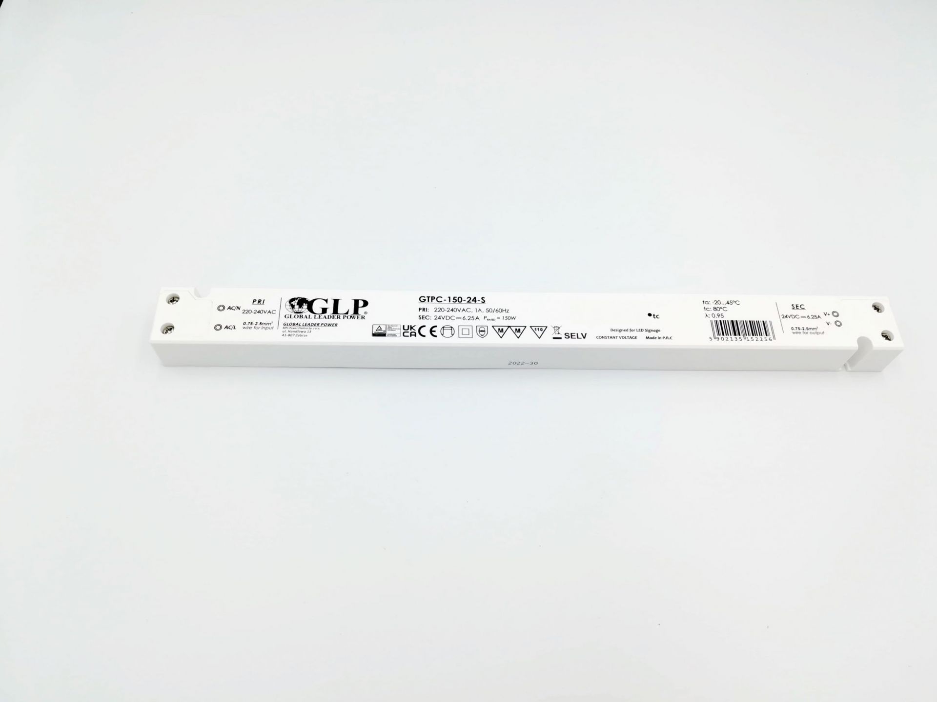 24V 150W tenký Led zdroj – Glp GTPC-150-24-S, Pfc, 6,25A