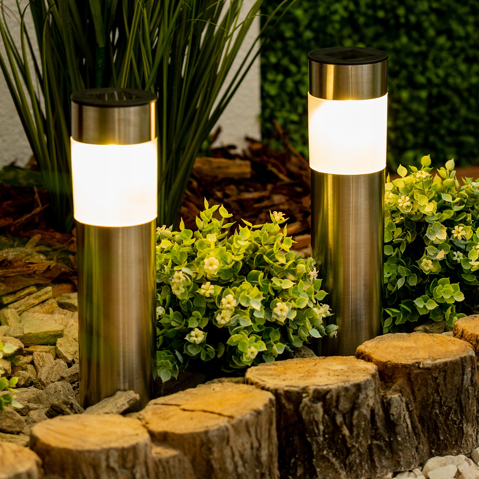 LAMPA SOLARNA LED OGRODOWA SŁUPEK SZPIKULEC WBIJANA GRUNTOWA Wysokość całkowita 39 cm