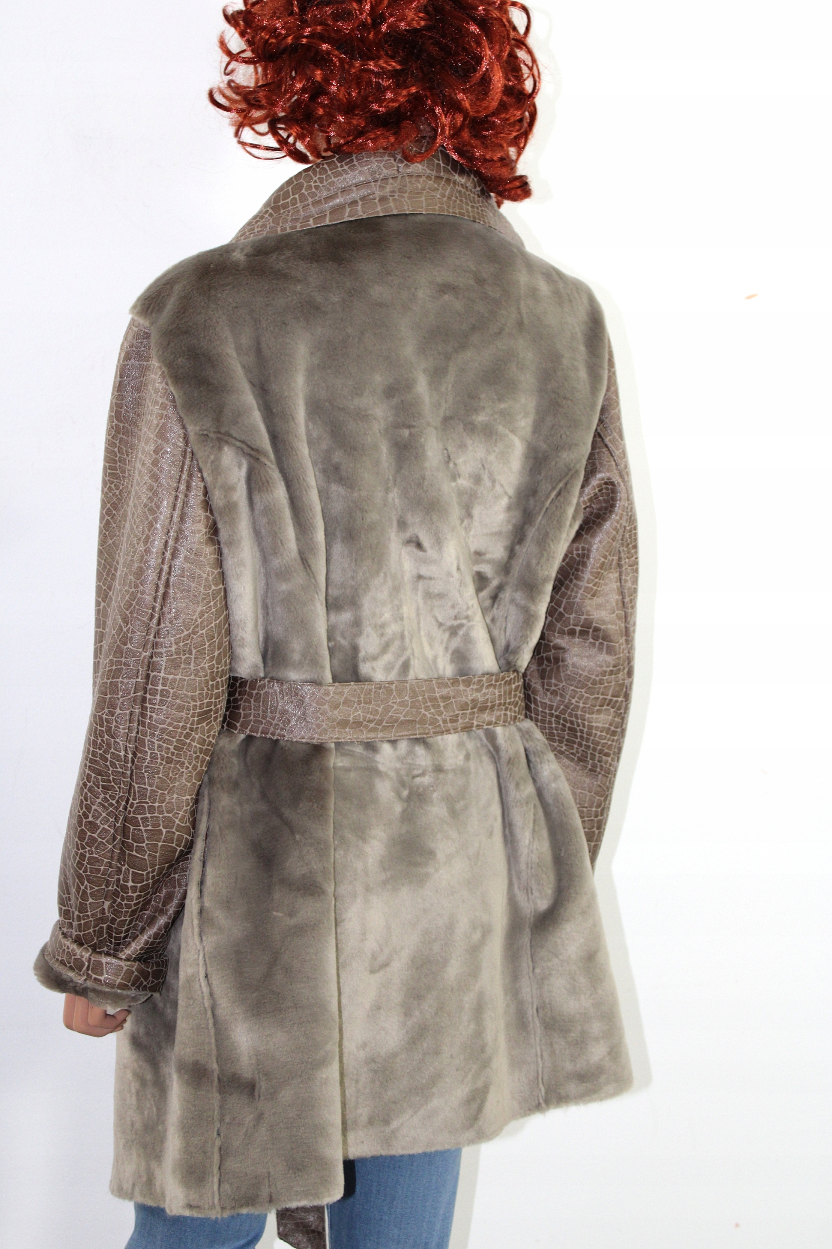 ab9 ALFREDO Cienki Kożuszek Kurtka Płaszcz 44 XXL Typ kożuch