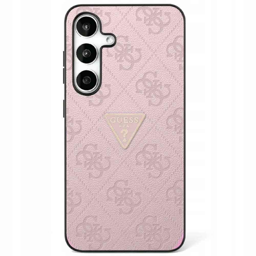 Pouzdro Guess Hot Stamp 4G Pattern Triangle Metal Logo pro Galaxy S25 růžové