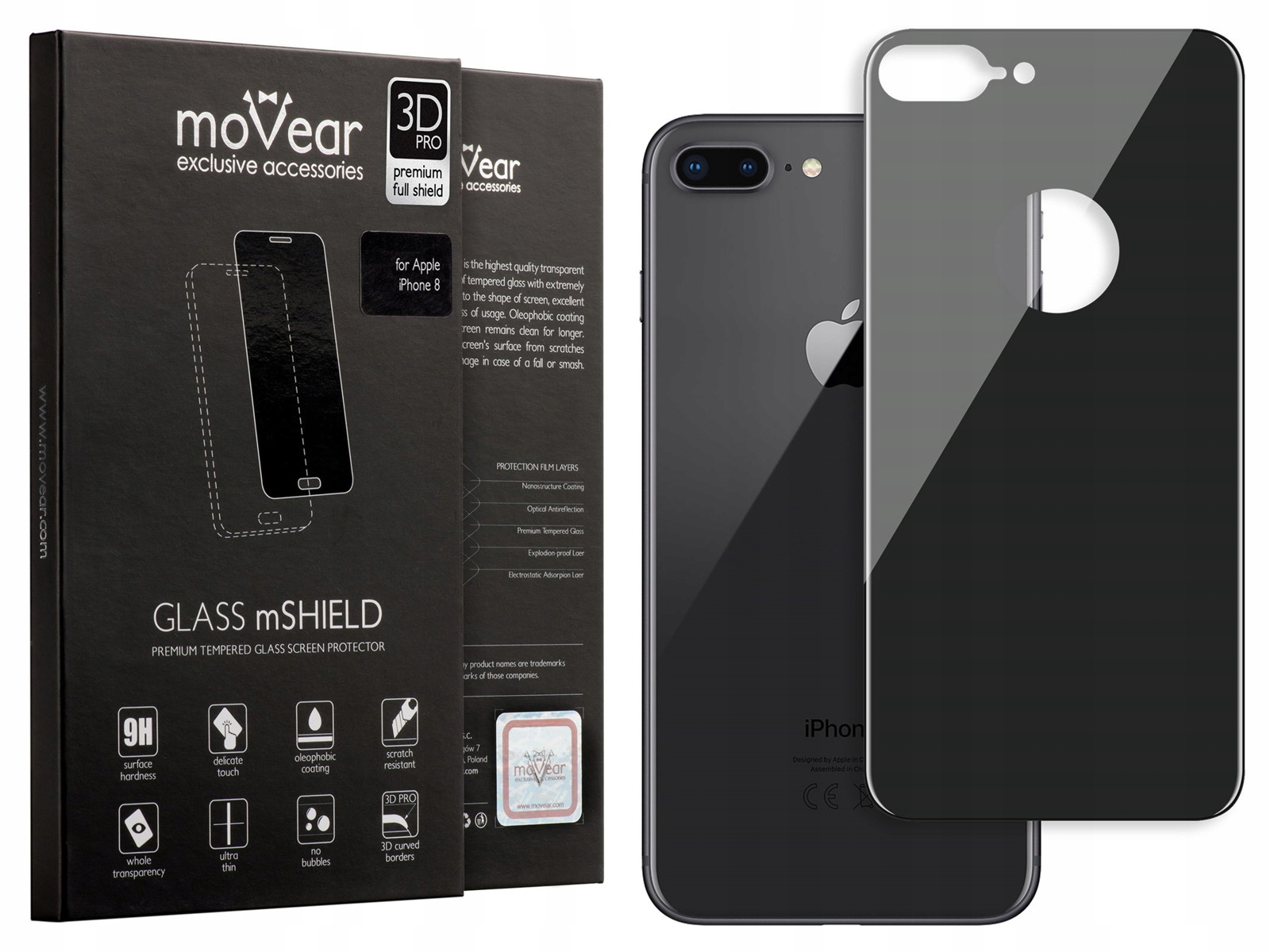 

moVear | Szkło 3D Pro do iPhone 8/7 Plus na Tył