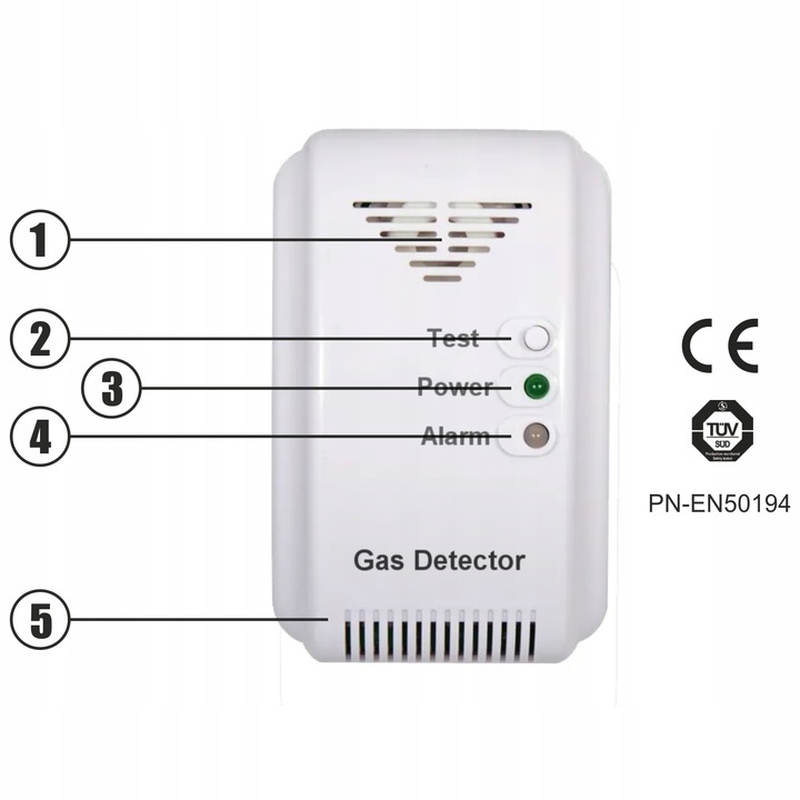 DETEKTOR GAZU LPG LNG METAN, PROPAN, BUTAN ALARM EAN (GTIN) 645190886180