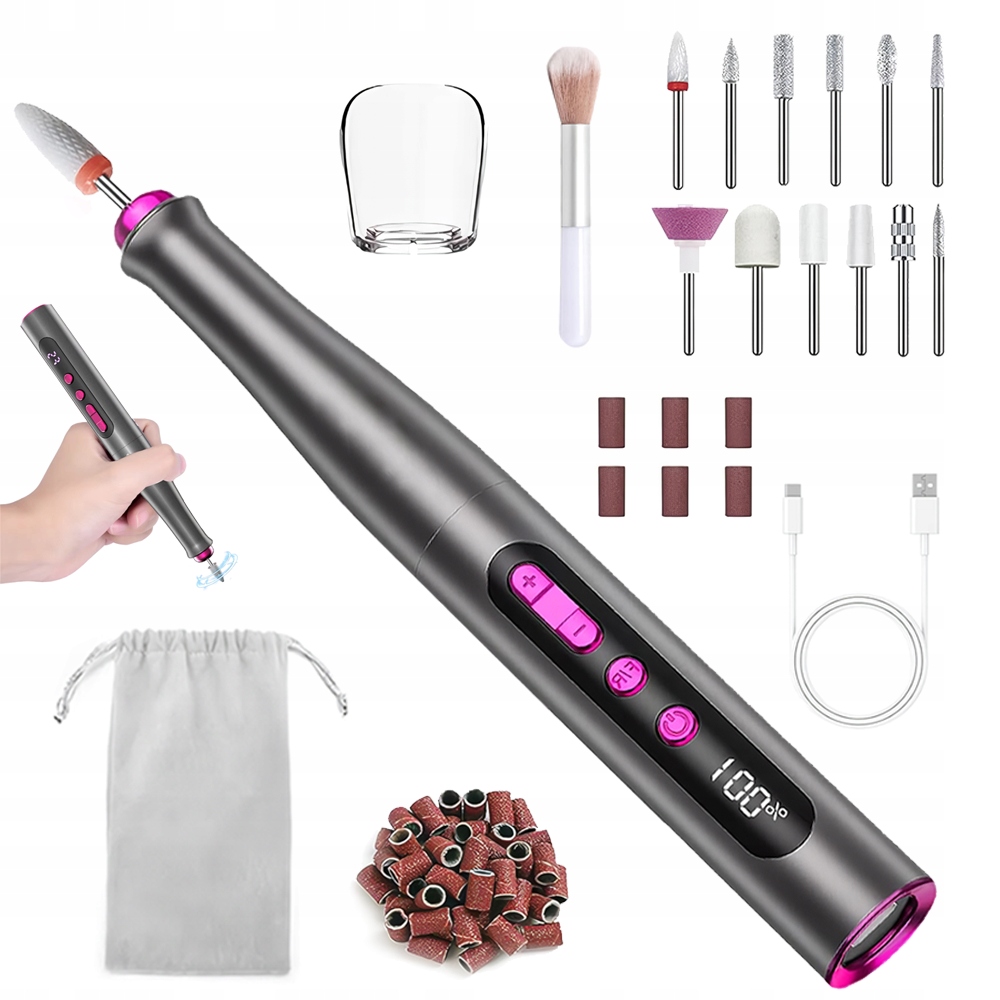 Bruska Na Nehty Mini Pen Pro Manikúru A Pedikúru Bezdrátová Frézy