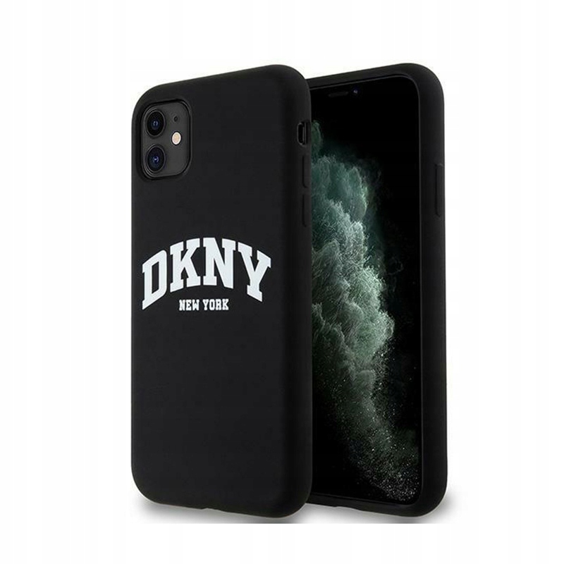 Dkny Liquid Silicone White Printed Logo MagSafe – Pouzdro pro iPhone 11 (černé)