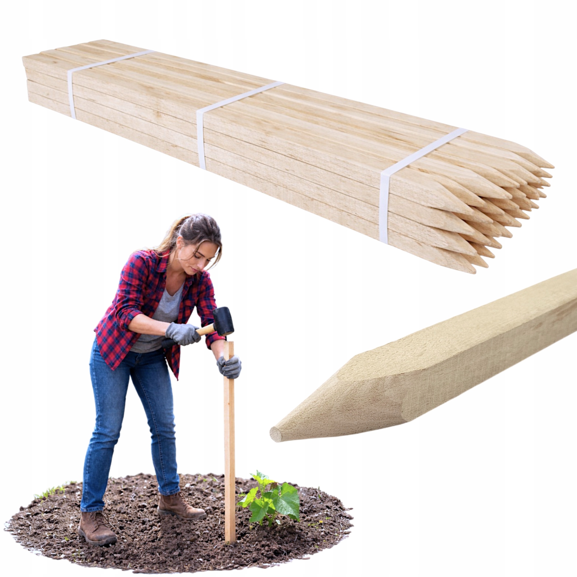 Geodetické Paličky 120 CM 32 x 32 mm 25 Ks Čtvercové Zahradní Tyčky Buk