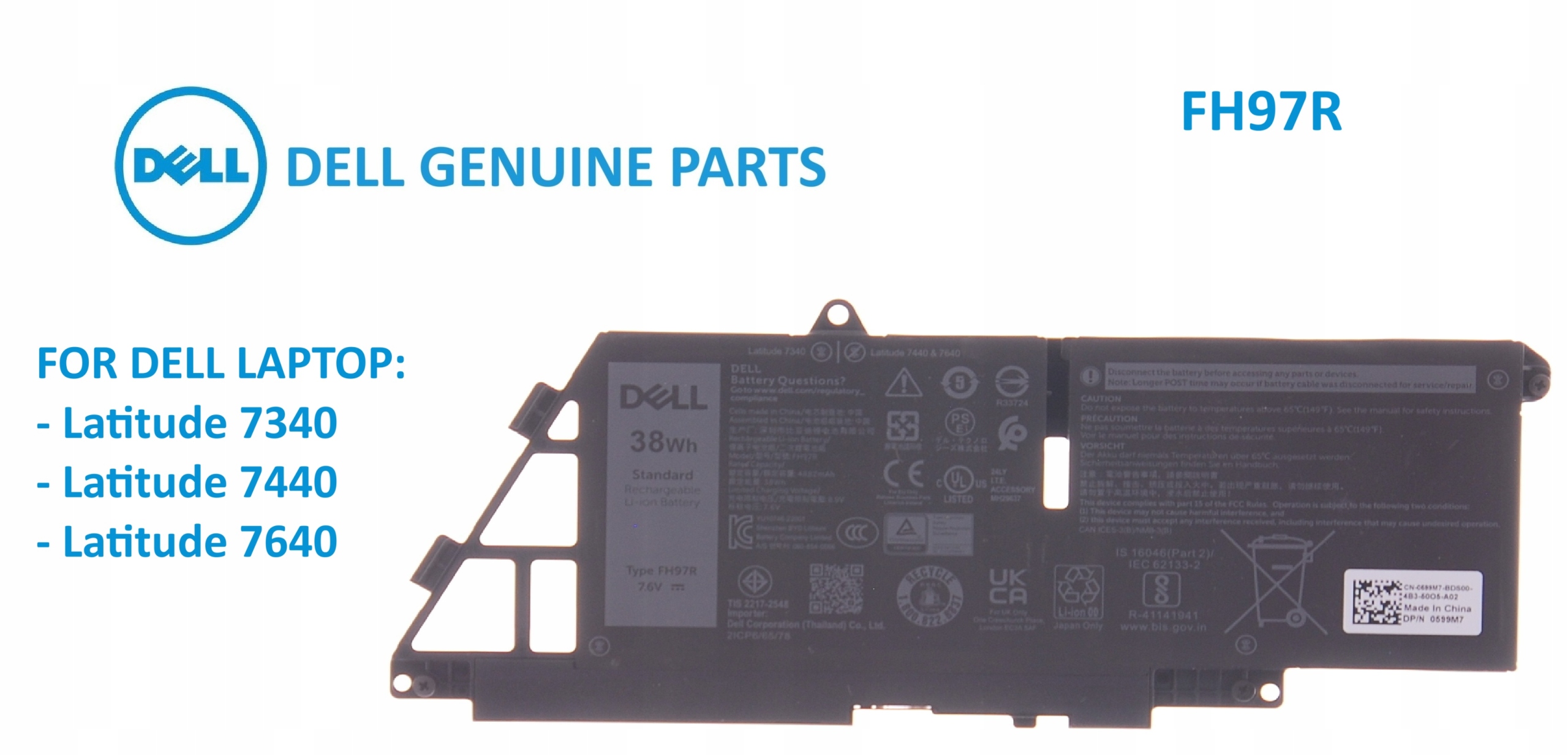 Batéria Dell FH97R 38Wh 7,6V pre Latitude 7340 7440 7640