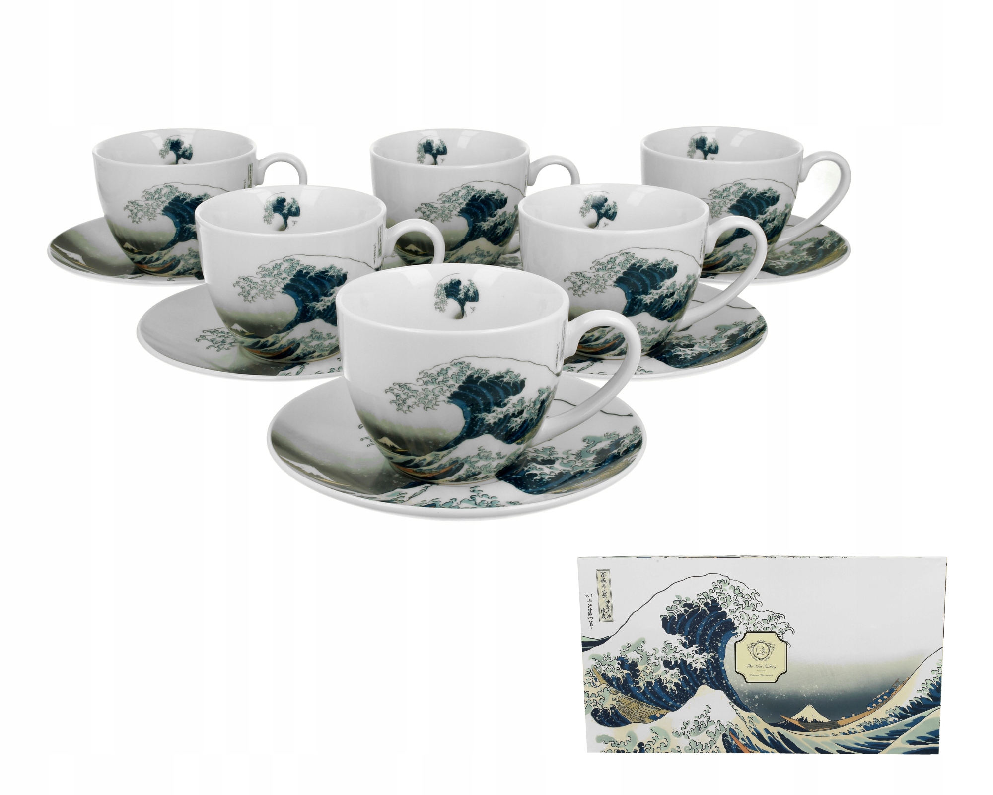 Sada šálok na kávu porcelánová 6 ks The Great Wave Hokusai