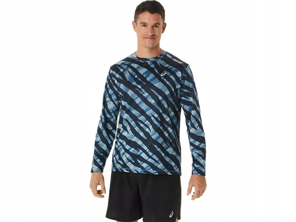 Bluza do biegania Asics Wild Camo Ls Top Azure/black Rozmiar XXL