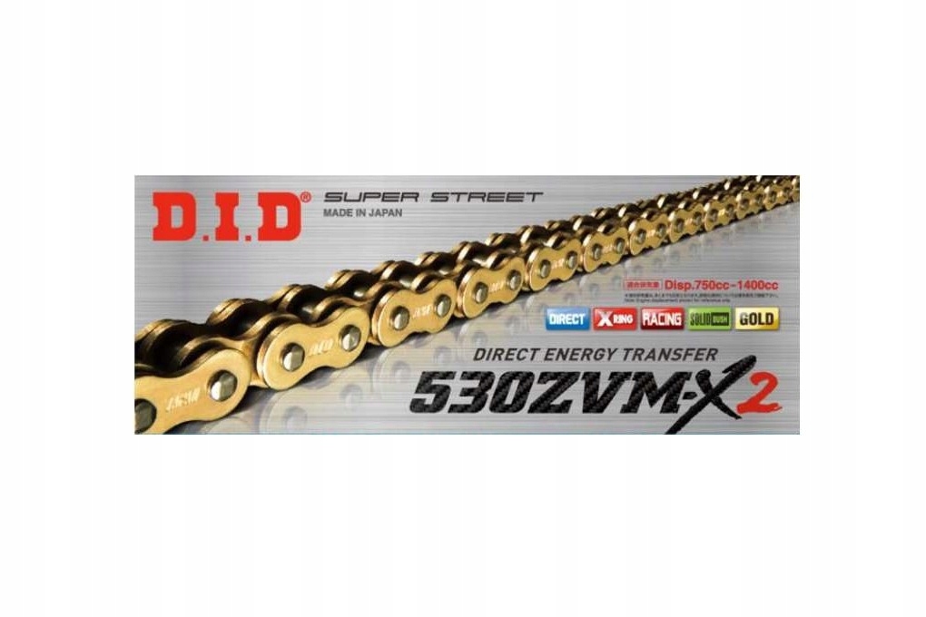 D.I.D Reťaze Hnacia Reťaz Moto. DID 530 X-ring (4629AN) Zlato Zlato