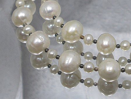 Pravé bílé perly ve stříbře Náhrdelník Stříbro