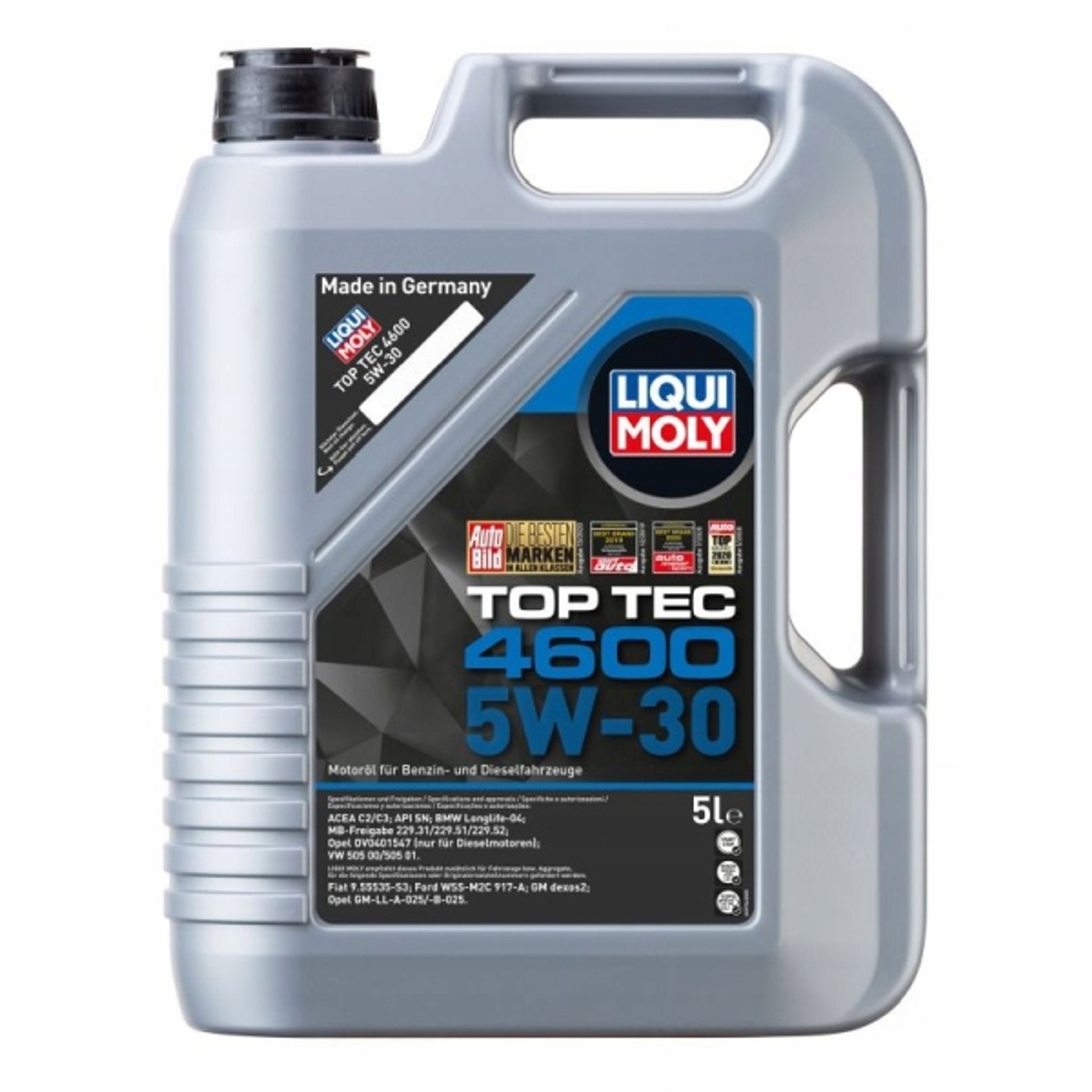 Olej Liqui Moly 5V30 5 L Top Tec 4600 505.01 505.00 502.00 229.51 Bmw