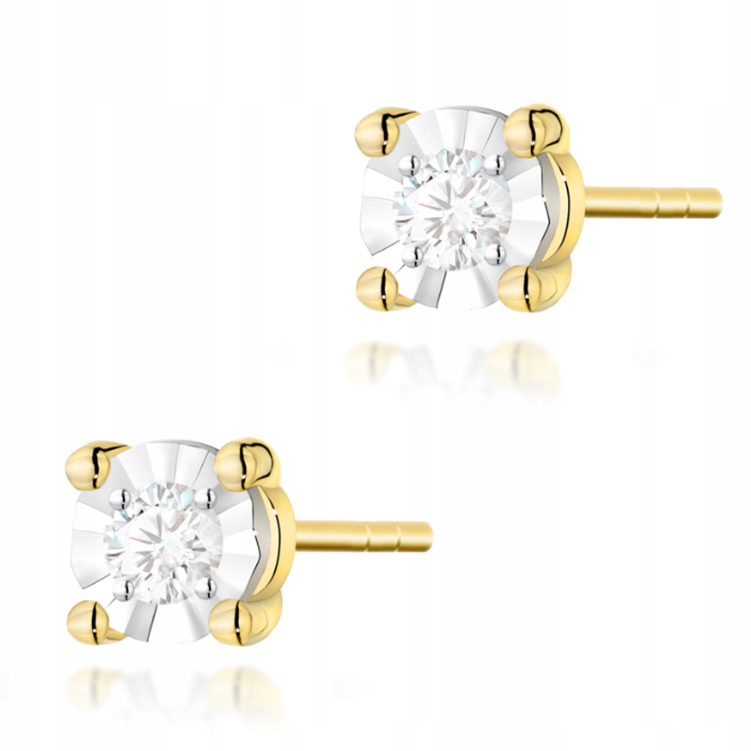 Zlaté náušnice 585 Jemné S Brilianty 1,00g s diamanty pro ni 14k