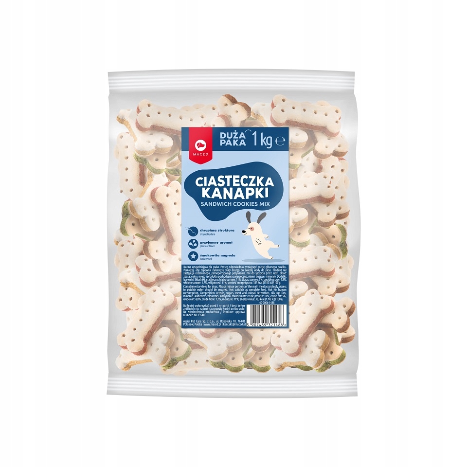 Maced Sendvičové sušenky mix Kostky pro psa 10 kg