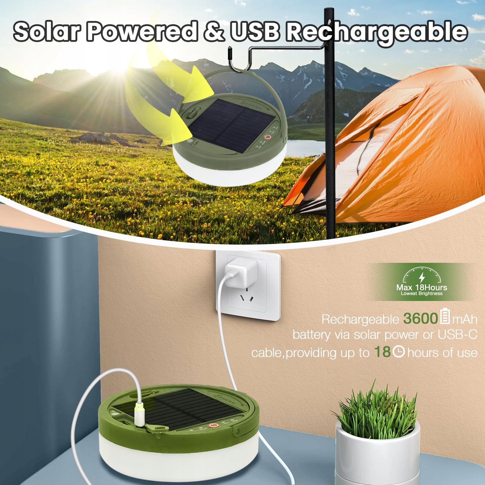 YIZHET Solarna Lampa LED 10m Na Kemping Wodoodporna Do Ogrodu — miniatura 3