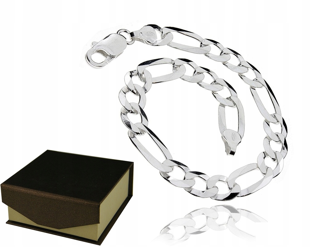 

Męska Bransoletka Figaro 925 szer. 8 mm Na Prezent