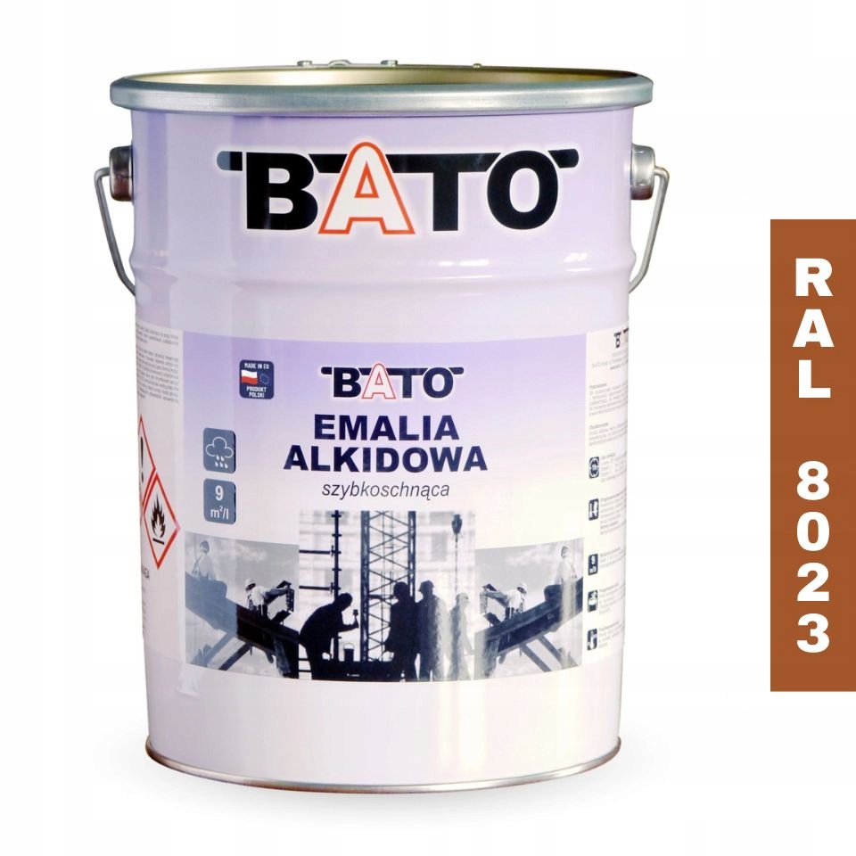 Alkydový smalt barva na kov Bato Ral 8023 rychleschnoucí 5L Pomara-hnědá