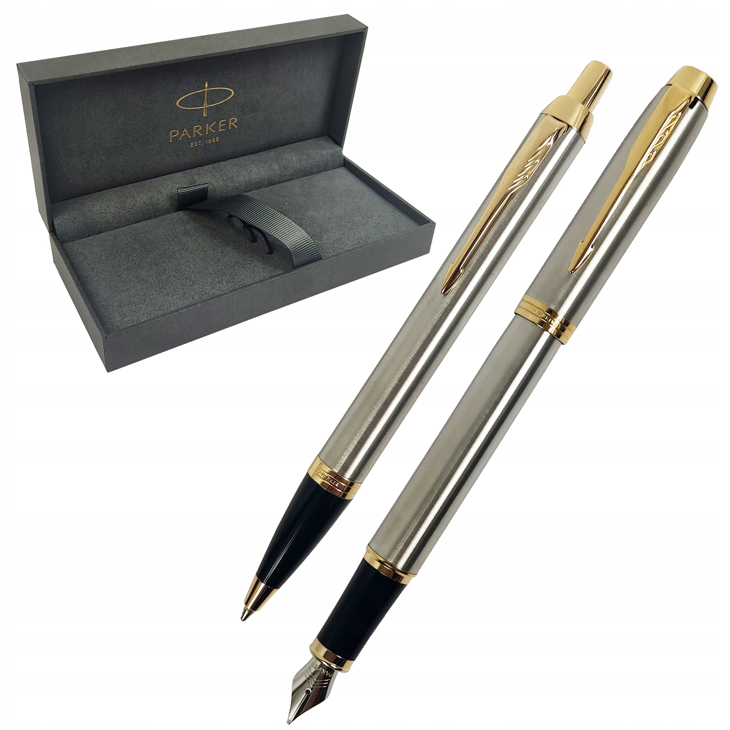 Komplet Parker IM Stalowy Metal Gt Pióro Długopis