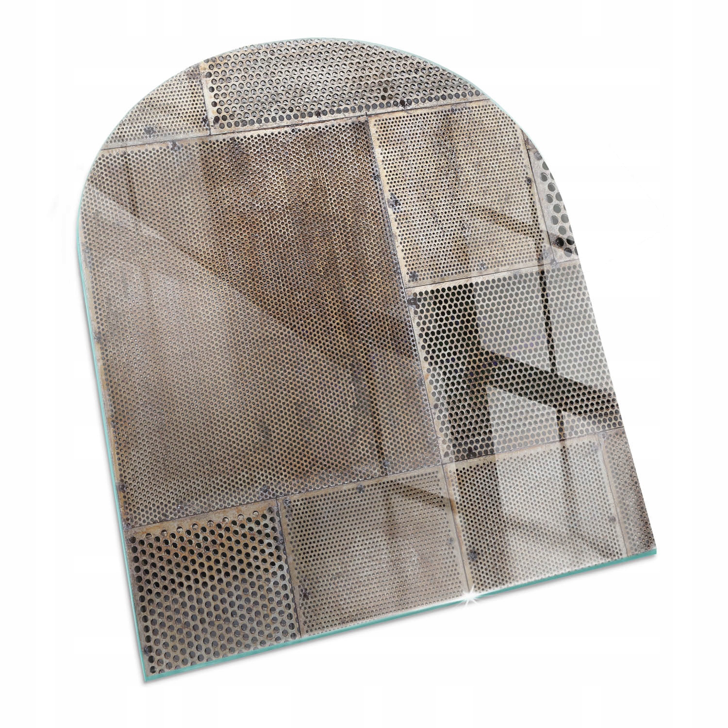 Sklenená ochranná podložka pod krb 80x70 cm Vzor perforovaného plechu
