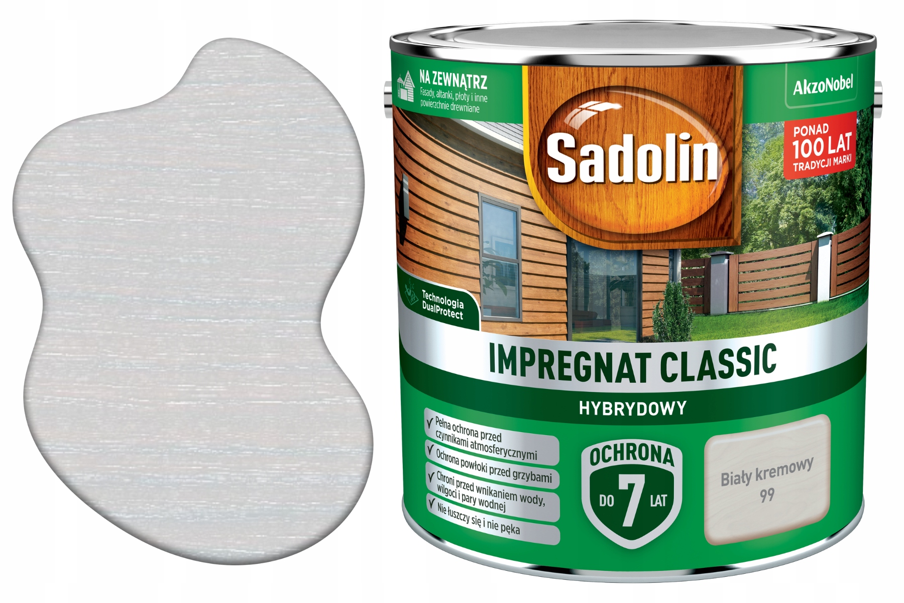 Sadolin Impregnat Biały Kremowy 2,5L Dekoracyjny Wiezby Classic do drewna