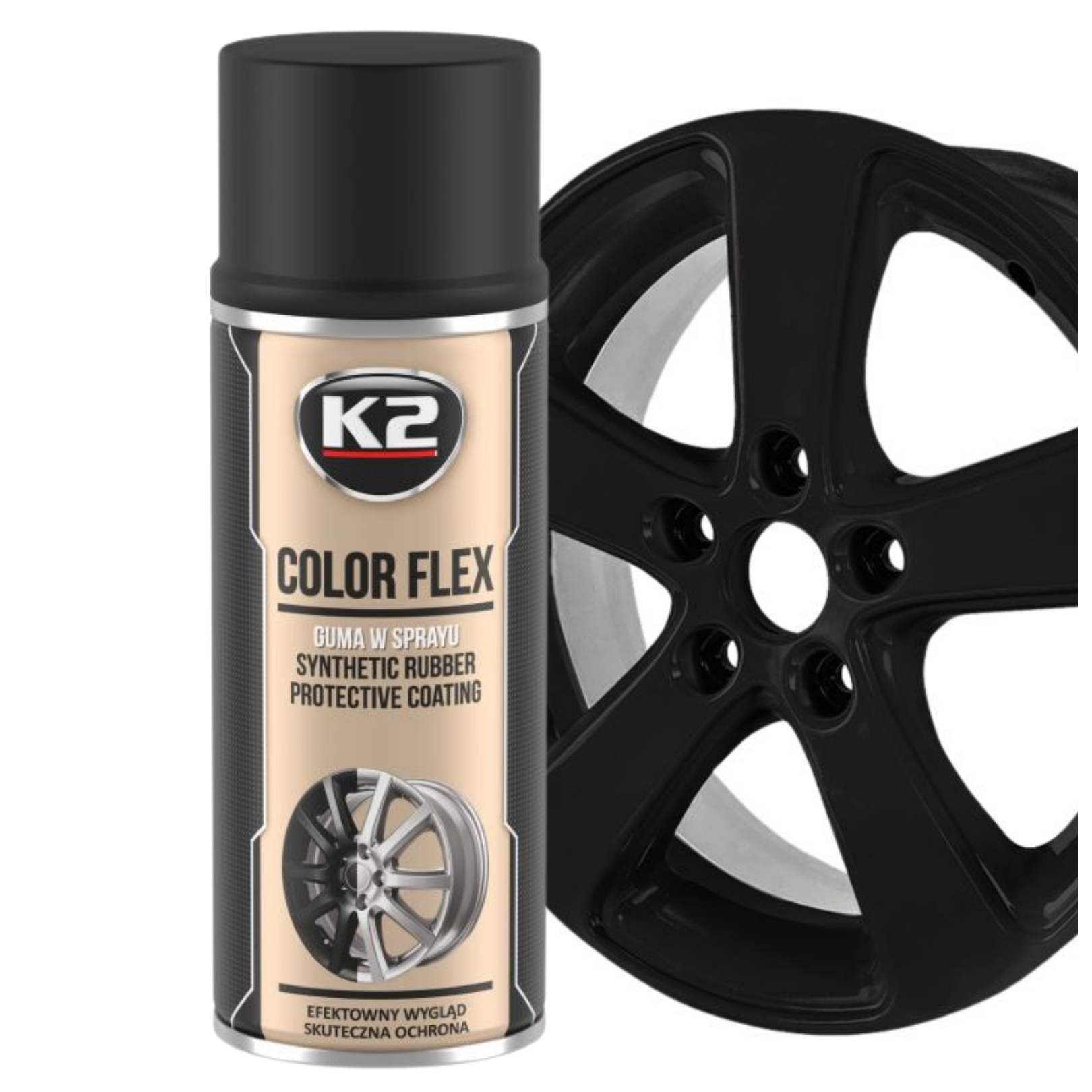 Płynna Guma w Sprayu Folia K2 Color Flex Czarny Mat 400 ML Wysoka Trwałość