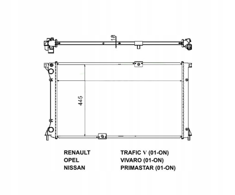 CHŁODNICA WODY RENAULT TRAFIC 02- 2140000QAT NOWA