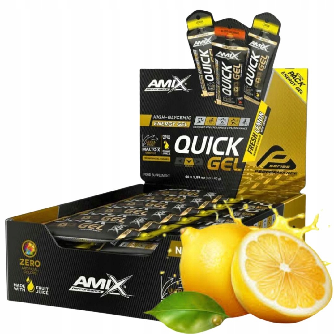 Amix Quick Gel 45 ml Energetický gel tekutý příchuť citron uhlí ironman
