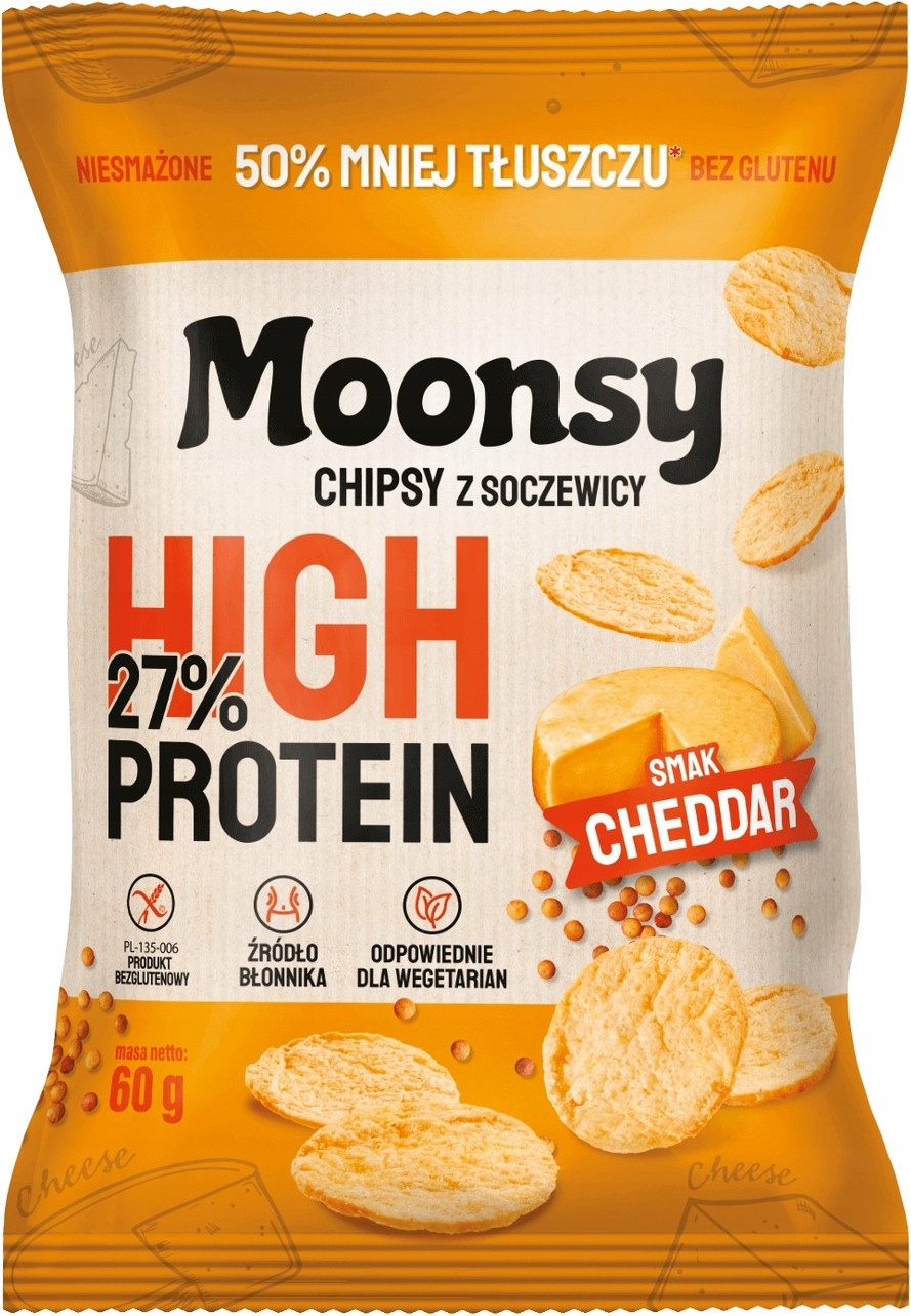 Levně Euro Wafel Moonsy Chipsy z čočky s příchutí sýra Cheddar 60g 18ks