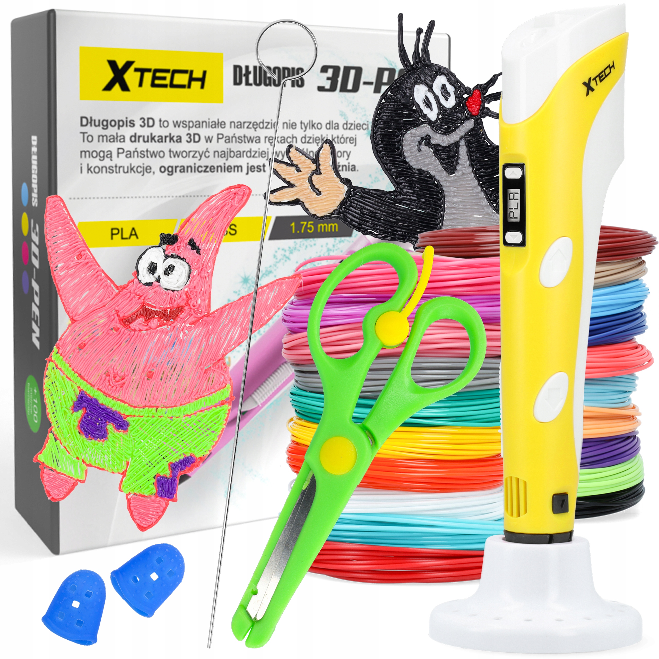 DŁUGOPIS 3D PEN 2 DRUKARKA 3D GEN 2023 ZESTAW +100M WKŁAD ŻÓŁTY
