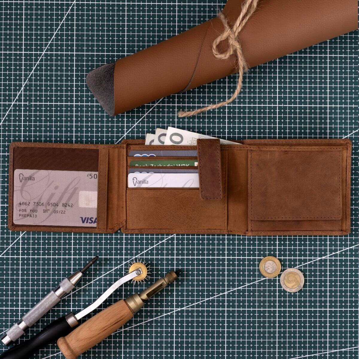 Vintage pánská kožená peněženka světle hnědá velká klasická Belveder SH-170