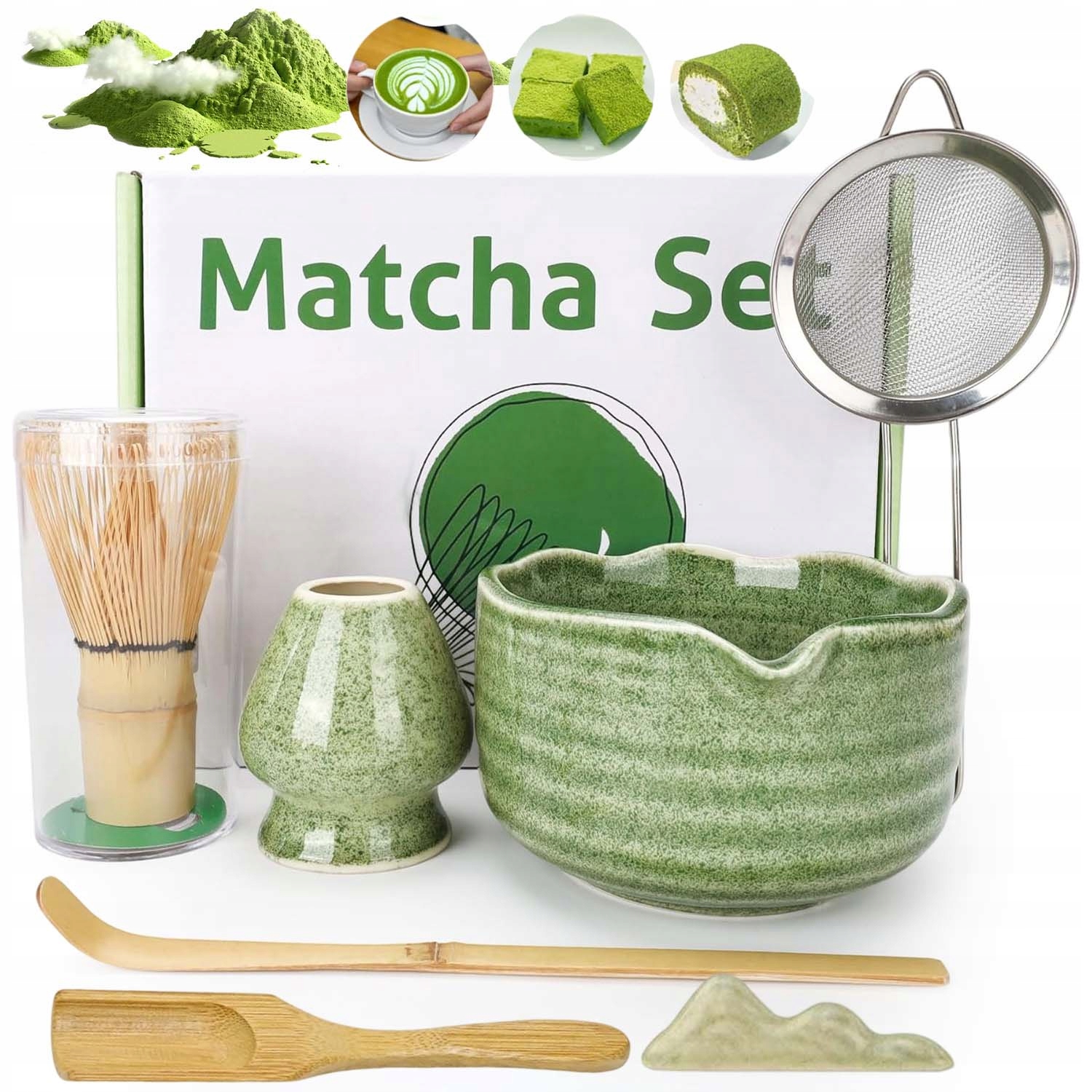 Levně Ceremoniální Sada Pro Matchu Šálek Metla Podstavec Lžička 7 Ks