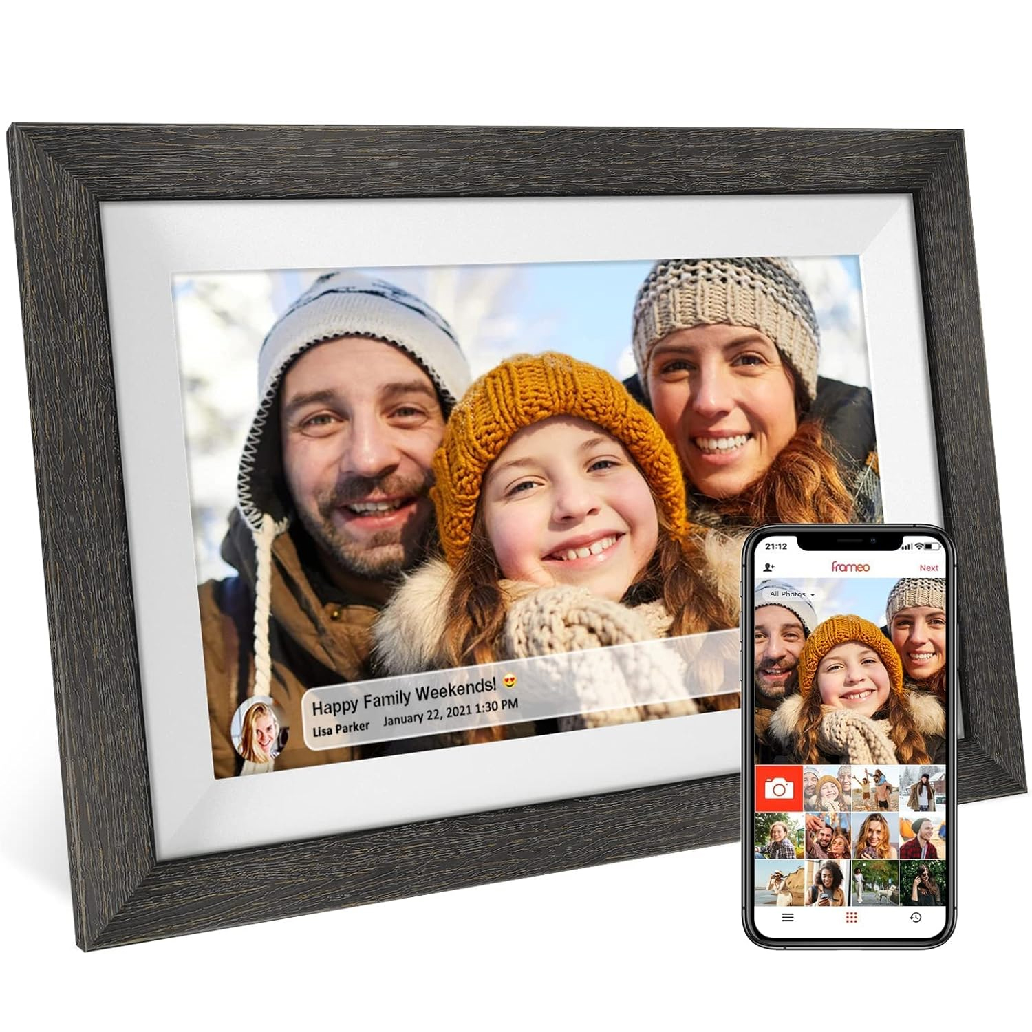 Digitální Rámeček Frameo Wi-fi 10,1 Palců Automatické Otáčení Paměť 32 Gb