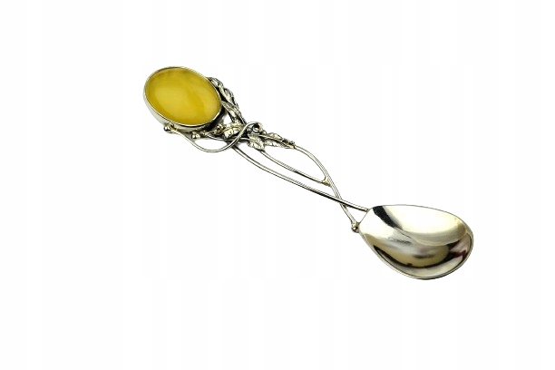 Stříbrná Lžička S Jantarem dárek Suvenýr