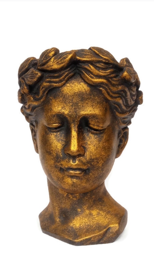 

Doniczka Głowa.H-21cm.Kolor stare zloto