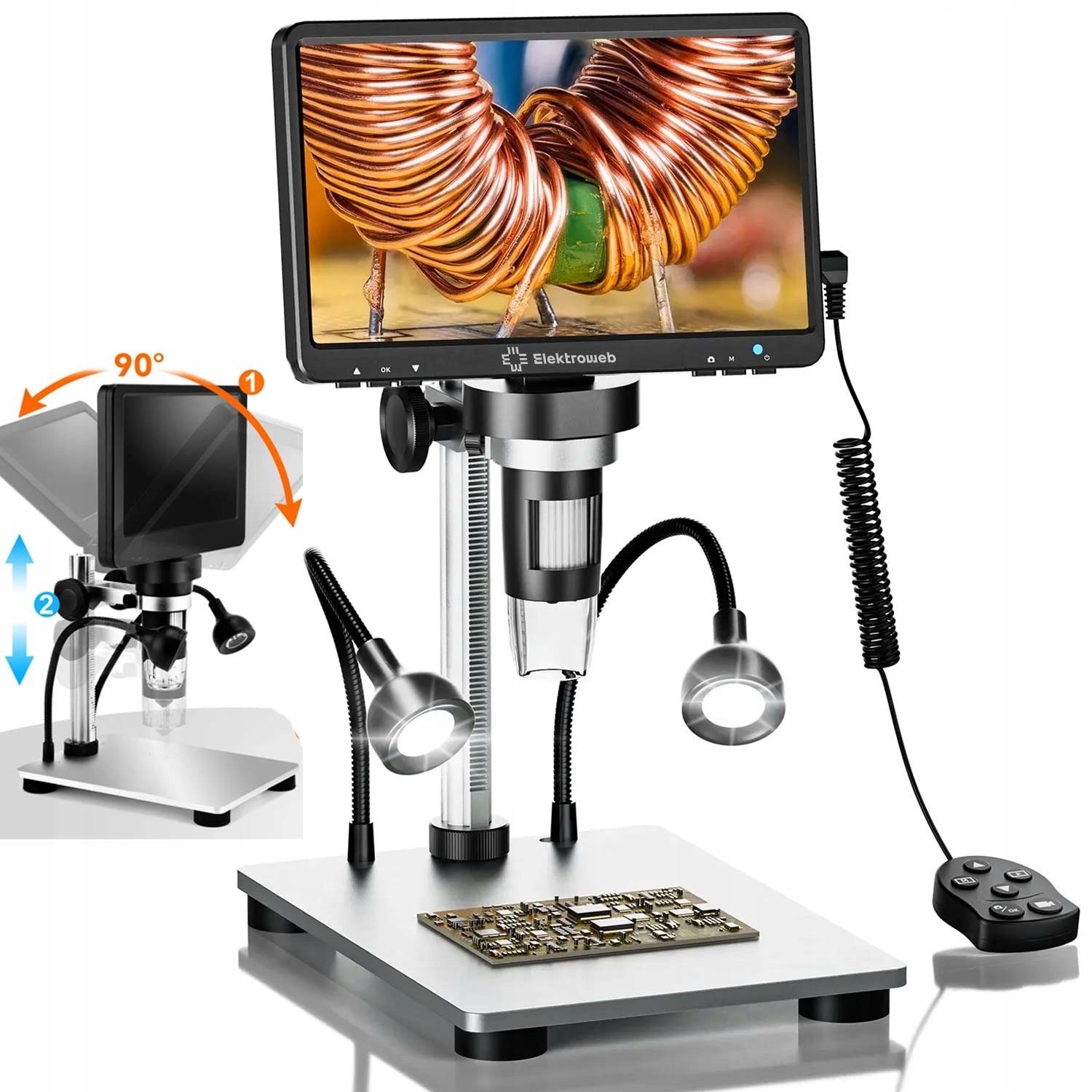 Mikroskop cyfrowy Elektroweb OptiMAX LCD Hd 1800p Zoom 1200x 2xLED pilot