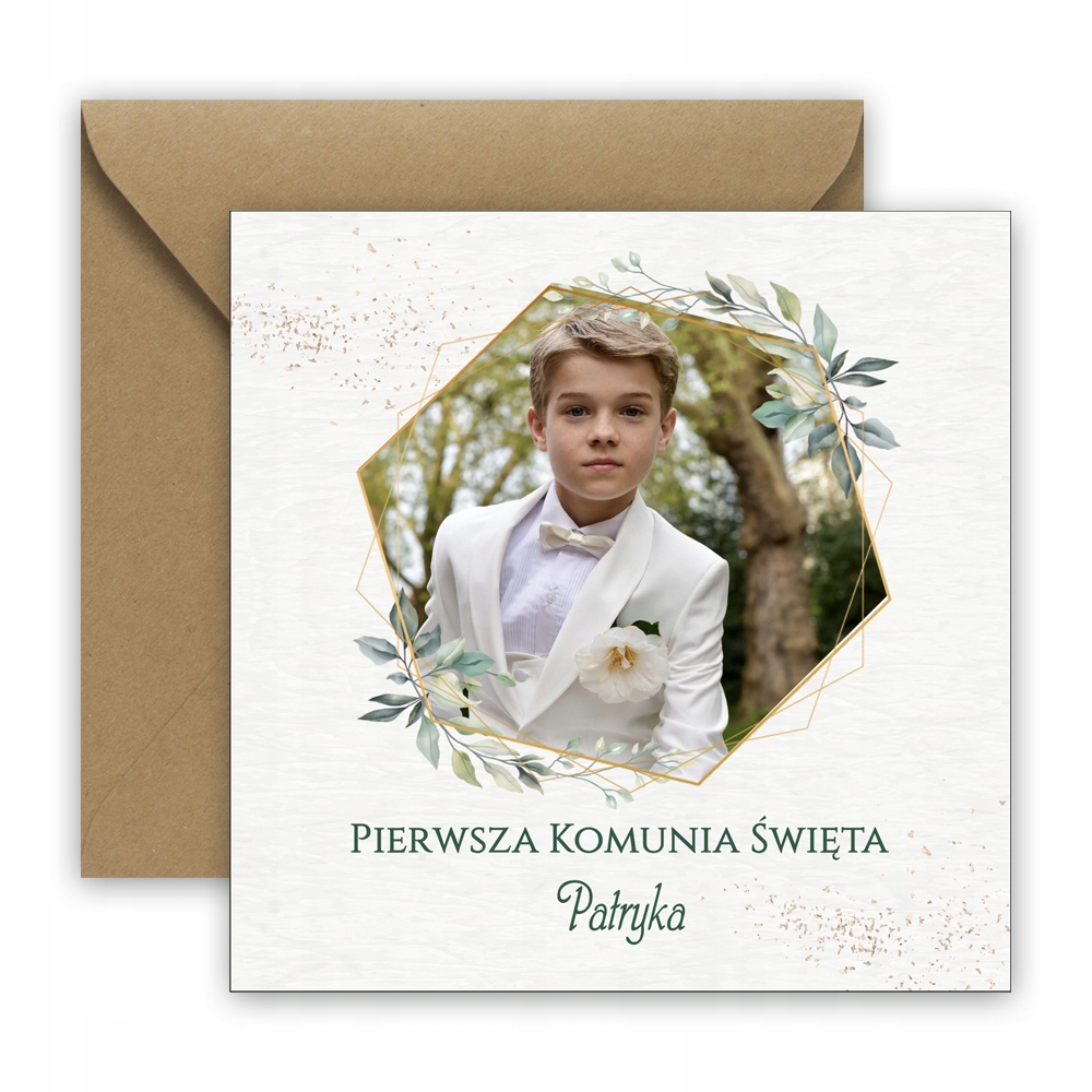 Zaproszenia Zaproszenie na Komunię Świętą komunijne Personalizacja Koperta