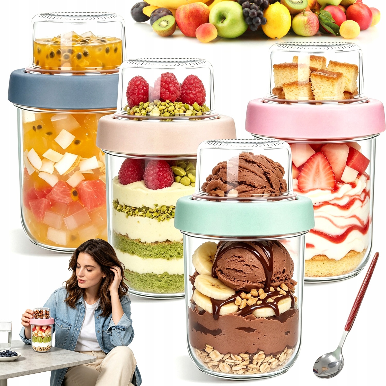 Skleněný Kelímek Na Jogurt S Dvojitou Stěnou 600 ML 4KS Parfait