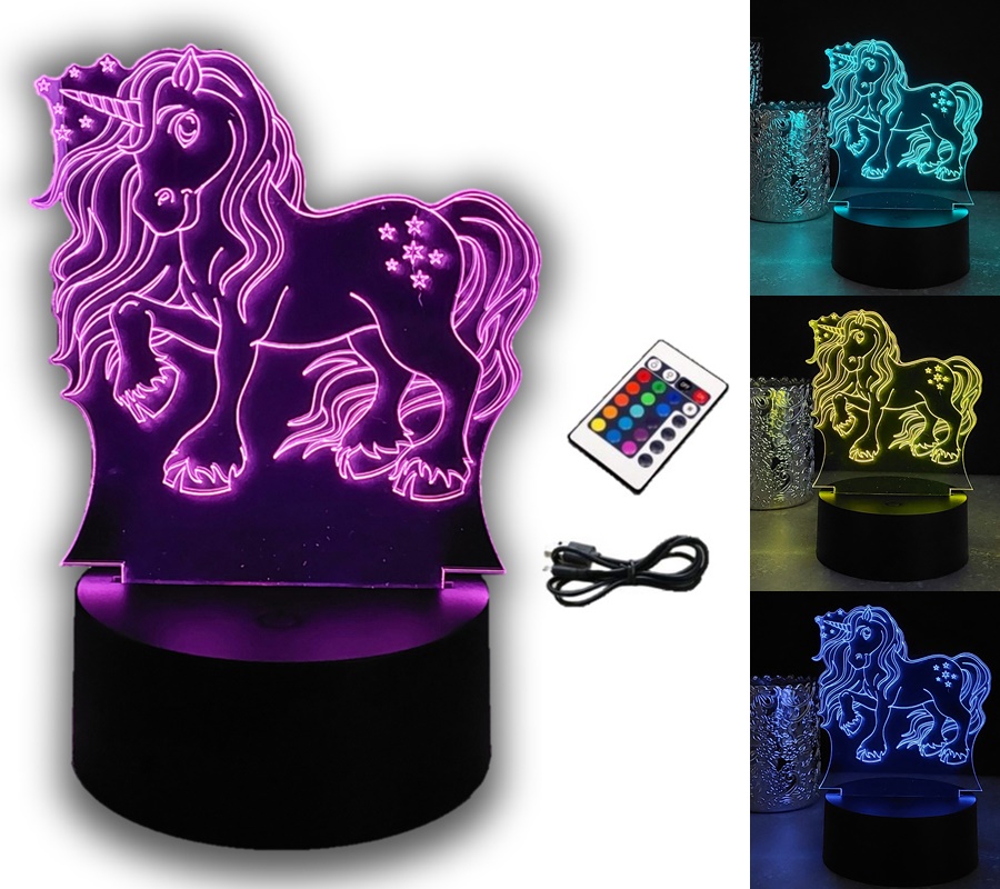 

Lampka Nocna Unicorn Konik 3D Led Rgb Pilot