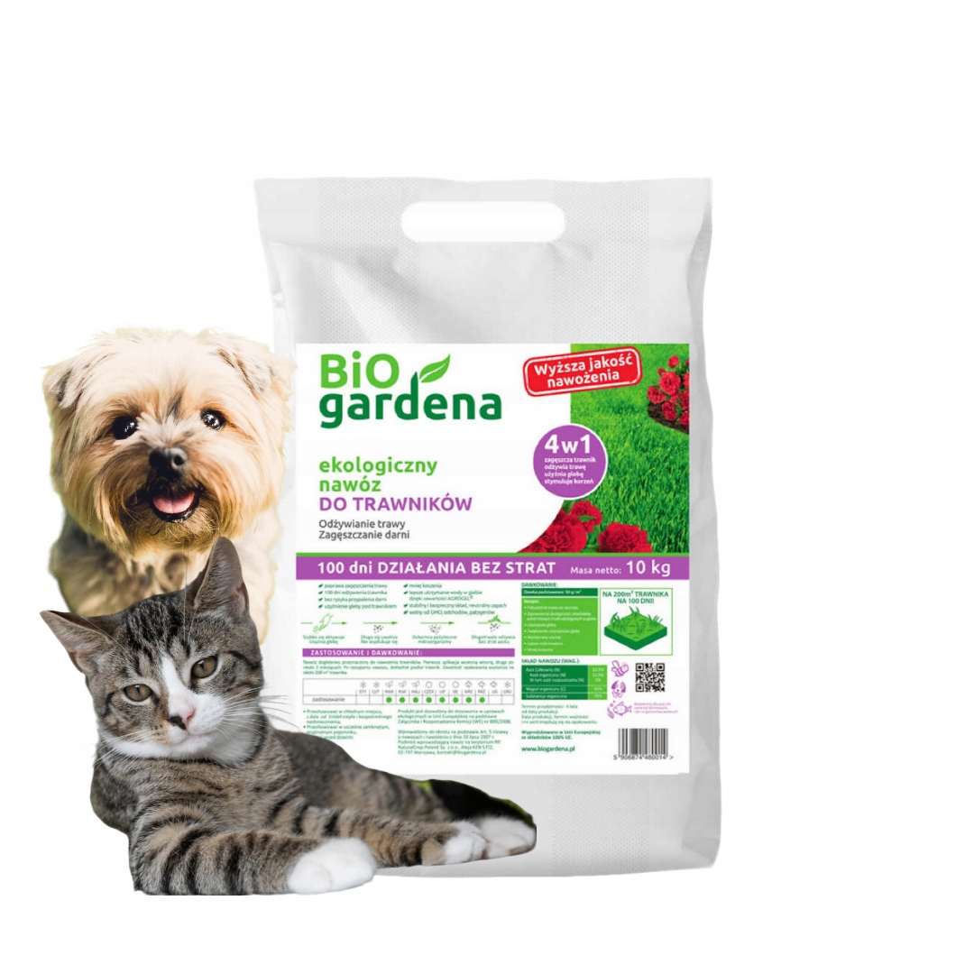 BiOgardena nawóz do trawników Trawy organiczny Eko granulat 10kg na 200m2